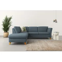 Ecksofa HOME AFFAIRE "Trelleborg L-Form", blau (blaugrau), B:252cm H:86cm T:213cm, 100% Polyester, Sofas, Federkern-Polsterung, wahlweise mit Bettfunktion und Stauraum