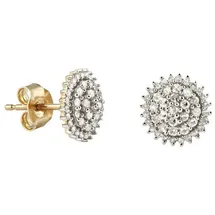 FIRETTI Ohrstecker Blume/Blüte Gelbgold 585 9mm mit Diamant