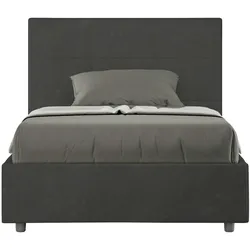 Mika graues Mikrofaser-Queensize-Bett mit gepolstertem Behälter 120x190