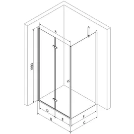 Mexen Lima klappbare Duschkabine 100 x 100 cm, Transparent, Chrom + Duschwanne Flat - 856-100-100-01-00-4010