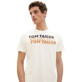 TOM TAILOR Herren T-Shirt WORDING LOGO Regular Fit Weiß 10332 S