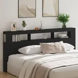vidaXL Aufbewahrungs-Kopfteil mit LED-Lichtern Schwarz Eiche 220x18,5x103,5 cm