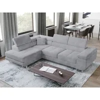 bromarkt Ecksofa ANTON Schlaffunktion, Bettkasten L-Form 275x202x90cm Grau - Grau