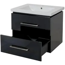 MCW Premium Waschbecken + Unterschrank MCW-D16, Waschbecken Waschtisch, hochglanz 60cm schwarz