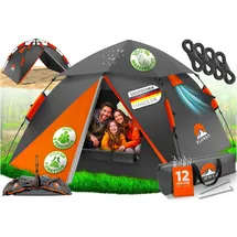 eloneo Wurfzelt 2-4 Personen Orange/Grau