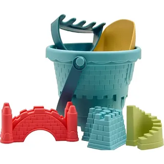 6PCS Sandspielzeug Set, Wasserspielzeug Kinder, Sandkasten Spielzeug, Strandspielzeug mit Eimer Schlossformen Sandformen, Weichem Kunststoff Spielzeug Strand für Jungen Mädchen
