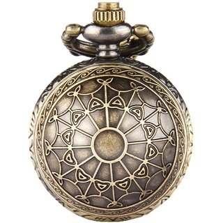 JewelryWe Vintage Steampunk Spinnennetz Taschenuhr Analog Quarz Kettenuhr Uhr Halskette Kette Bronze Vatertagsgeschenk