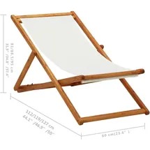 vidaXL Strandstuhl Klappbar Eukalyptusholz Cremeweiß