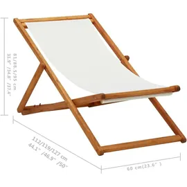 vidaXL Strandstuhl Klappbar Eukalyptusholz Cremeweiß
