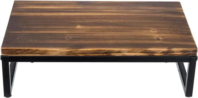 My Gift Monitorständer aus Massivholz in Rustikalbraun mit Standbeinen aus schwarzem Metallrahmen, Tisch- und Laptop-Ständer, Aufbewahrungs- und Organisationsregal