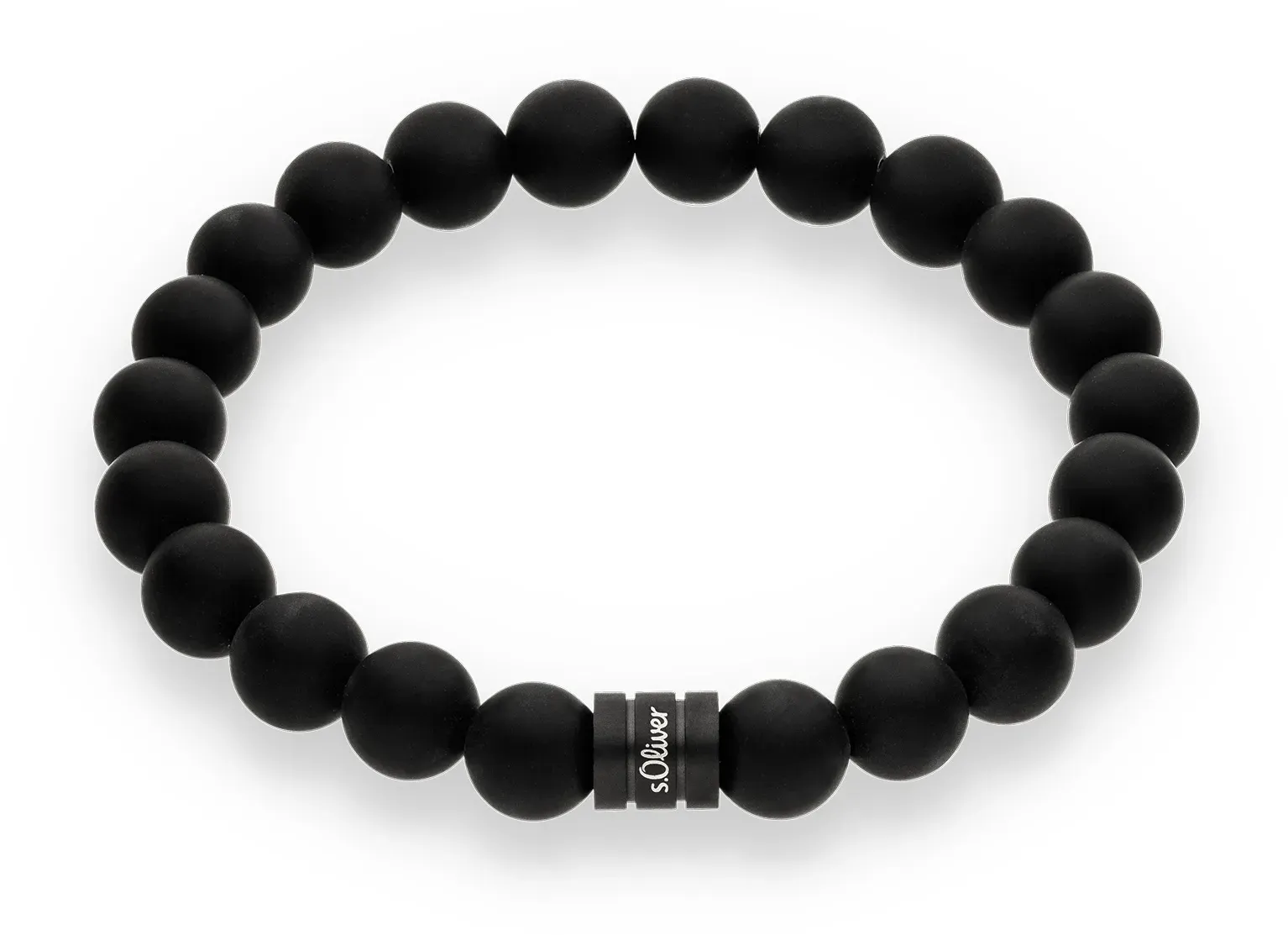 Armband S.OLIVER, schwarz (schwarz, schwarz), Armbänder, Herren, 22cm, Edelstahl, Armband, mit Achat, Sodalith, Tigerauge, Spektrolith oder Kambaba Jaspis