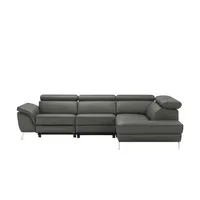 uno Ecksofa Leder  Dallas , grau , Maße (cm): B: 283 H: 74 T: 228