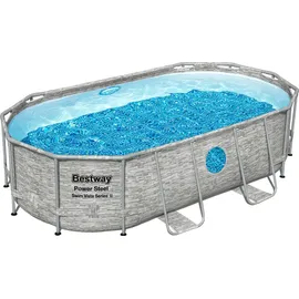 BESTWAY Power Steel Swim Vista Series Set 427 x 250 x 100 cm steinwandoptik inkl. Filterpumpe