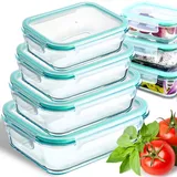 4 Stück Frischhaltedosen aus glas mit Deckel Gefrierdosen Lunchbox Brotdose Mikrowelle 4 Behälter 4 Deckel BPA-frei Meal Prep Boxen Retoo - Transparent