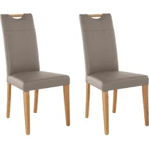 Home Affaire Esszimmerstuhl Roberta (Set), 2 St., Echtleder, und Gestell aus Eiche Massivholz, grau (taupe, eichefarben), Küchenstühle (62944569-0)