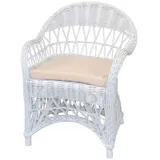 Mid.you Sessel, Weiß, Holz, Rattan, massiv, Uni, 65x85x65 cm, inklusive Armlehnen, Wohnzimmer, Sessel, Polstersessel