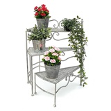 DanDiBo Ambiente DanDiBo Blumentreppe Innen Metall Weiß Grau 55 cm Blumenständer mit 3 Ablagen 96125 Blumenständer Blumensäule Pflanzenständer Balkon Vintage