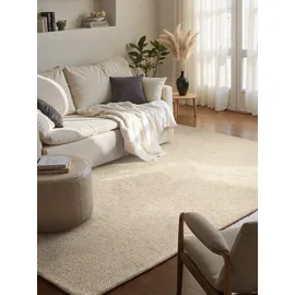 HANSE HOME BT Carpet Wolly Teppich – Wohnzimmerteppich Flachgewebe Kurzflor Woll-Optik Wolle Skandi-Look Esszimmer, Wohnzimmer, Kinderzimmer, Schlafzimmer – Creme, 60x90cm