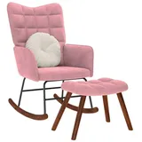 vidaXL Schaukelstuhl mit Hocker Pink Velvet