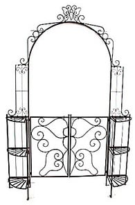 Garden Pleasure Rankbogen mit Tor LAKI Metall schwarz Bogen 156,0 x 233,0 cm