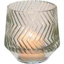 creativ home Teelichthalter Relief Glas Weiß