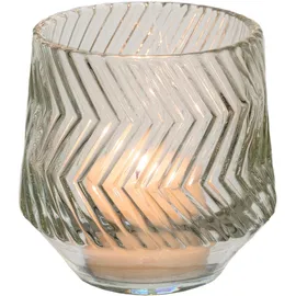 creativ home Teelichthalter Relief Glas Weiß