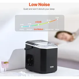 Vevor Eisbereiter Eiswürfelmaschine 9 Würfel in 6 Minuten, 11,8 kg / 24 h, tragbarer Eiswürfelbereiter mit Schaufel & Korb, Eismaschine mit 2 Größen für Küche Bar