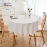 Simurq Tischdecke Abwaschbar - Wasserabweisend | Tischdecke Rund 160 Leinenoptik-Lotuseffekt | Pflegeleicht & fleckenabweisend Tischdecken | Tischdecke Weiß -Tischtuch Table Cloth (Weiß, 160 Rund)