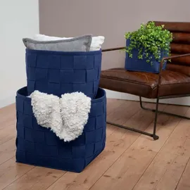 N8WERK Aufbewahrungskorb Filz mit Griff 35 x 25 x 25 cm blau