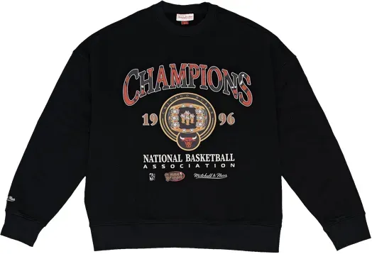 Mitchell and Ness Chicago Bulls NBA 96 Championship Ring Sweatshirt Schwarz