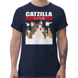 Shirtracer T-Shirt Catzilla - Big Cat Anime Geschenke blau L