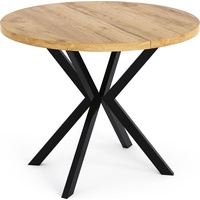 Runder Ausziehbarer Esstisch - Loft Style Tisch mit Metallbeinen - 120 bis 200 cm - Industrieller Tisch für Wohnzimmer - Ruimtebesparend - Eiche C...
