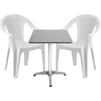 Mojawo® 3-tlg. Bistrogarnitur Balkonset 60x60cm Aluminium - Kunststoff Weiß