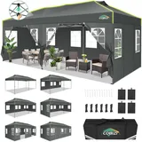 COBIZI Faltpavillon 3x6 Pop up pavillon wasserdicht stabil Winterfest faltbar partyzelt mit 6 Seitenwänden UV-Schutz Gartenpavillon mit Reflexstreifen & Lüftungsöffnung für Hochzeiten, Grau
