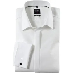 Smokinghemd OLYMP "Level Five body fit", Herren, Gr. 42, N-Gr, beige (hellbeige), Web, Obermaterial: 97% Baumwolle, 3% Elastolefin, schmal, Langarm Umschlagmanschette, Hemden, Umschlagmanschetten,verdeckte Knopfleiste