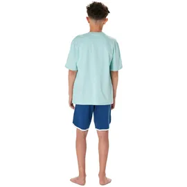 SCHIESSER Jungen Schlafanzug Set, kurz, Kinder, Baumwolle Motiv Blau/Türkis 140