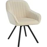 Tectake Armlehnstuhl Snug Samtoptik, 360° drehbar, schlanke Stahlbeine, 58 x 58 x 82 cm Esszimmer, Stühle, Esszimmerstühle, Armlehnenstühle