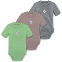 Normani 3er Set Unisex Baby Merino Kurzarm-Strampler Kurzarm Body