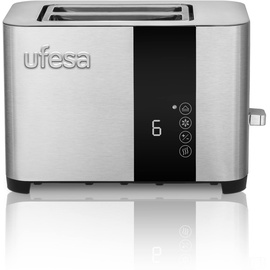 UFESA Duo Delux Toaster 2 Scheiben aus Edelstahl, LCD-Digitalbildschirm, 850 W, 2 Breite Schlitzen, 7 Bräunungstufen