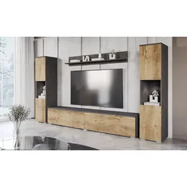 INOSIGN Wohnwand »PARIS, Vitrine Türanschlag links/rechts wechselbar« Komplett-Set, 4 Stk. tlg., grau