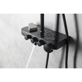 Aqualine FARRAO Duschsäule mit Armatur und Füllhahn für 1 Verbraucher Schwarz matt SL450B