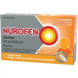 Nurofen Junior 60mg Zäpfchen – Mit Ibuprofen zur Linderung von Fieber und Schmerzen – Für Kinder und Säuglinge ab 3 Monaten – 1 x Blisterpackung mit 10 Stück