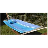 Hängematte Ocean Blau Länge 340 cm aus Baumwolle mit Spreizstab ohne Gestell
