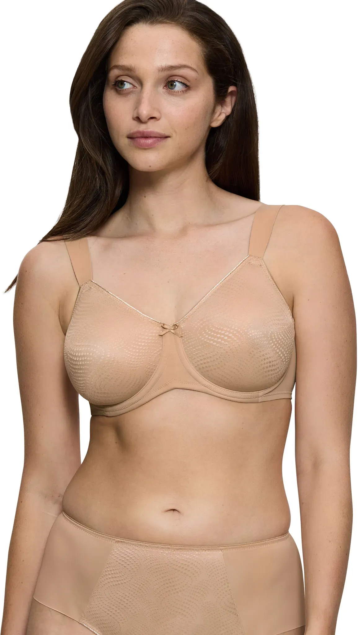 Minimizer-BH TRIUMPH "Essential Minimizer", Damen, Gr. 95, Cup D, braun (toffee), Obermaterial: 71% Polyamid, 29% Elasthan (LYCRA), unifarben, gemustert, leicht glänzend, klassisch, BHs, Cup C-G, Bügel-BH mit modernem Jacquardmuster