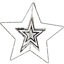 MARELIDA LED Stern 3D Dekohänger Metallstern Weihnachtsstern Timer D: 30cm silber