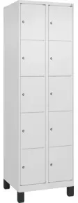 C+P Schließfachschrank Classic PLUS, Füße, 2 Abteile, 1950x600x500mm, 9016/9016 Innenhöhe Gefach oben (oberes 365 mm Front RAL 9016 Verkehrsweiß