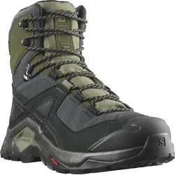 Wanderschuh SALOMON "QUEST ELEMENT Gore-Tex", Gr. 45, bunt (schwarz, olivgrün), Leder, Textil, sportlich, Schuhe, Wasserdicht