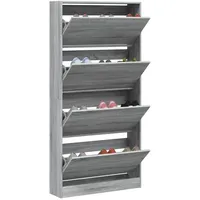 VidaXL Schuhschrank mit 4 Klappen Grau Sonoma 80x21x163,5 cm