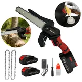 21V Akku Kettensäge 2 Akku Elektro Hand Einhand Mini Säge Holzschneider