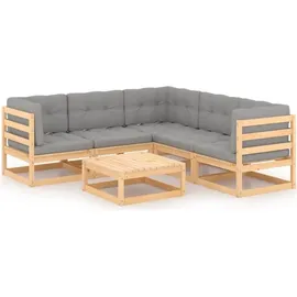 vidaXL Garten-Lounge-Set 6-tlg. grau